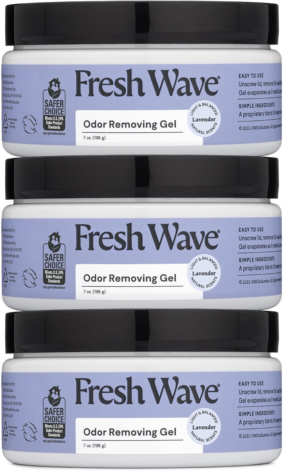 Lavender Odor Eliminator Gel 3-Pk 7 oz - Air Freshener for Home