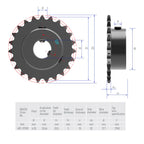 FOCMKEAS 25 Tooth Roller Chain Sprocket, 25 Chain, 1/2" Bore
