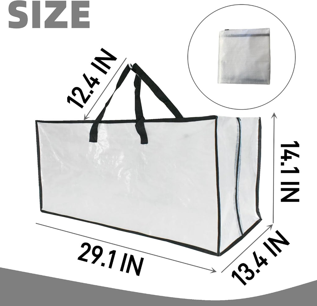 3 Pack Heavy Duty Moving Bags, Extra Large Clear Storage Bags with Zipper and Handles, Moving Boxes & Storage Bins