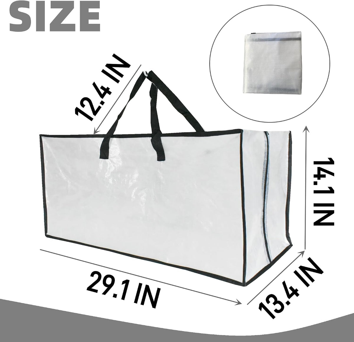 3 Pack Heavy Duty Moving Bags, Extra Large Clear Storage Bags with Zipper and Handles, Moving Boxes & Storage Bins