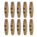 55mm / 2.2" Wooden Toggle Buttons 10pcs 2-Hole, Light Brown
