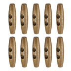 55mm / 2.2" Wooden Toggle Buttons 10pcs 2-Hole, Light Brown