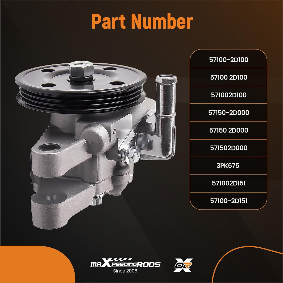 maXpeedingrods Power Steering Pump w/Pulley for Hyundai 2.0L DOHC