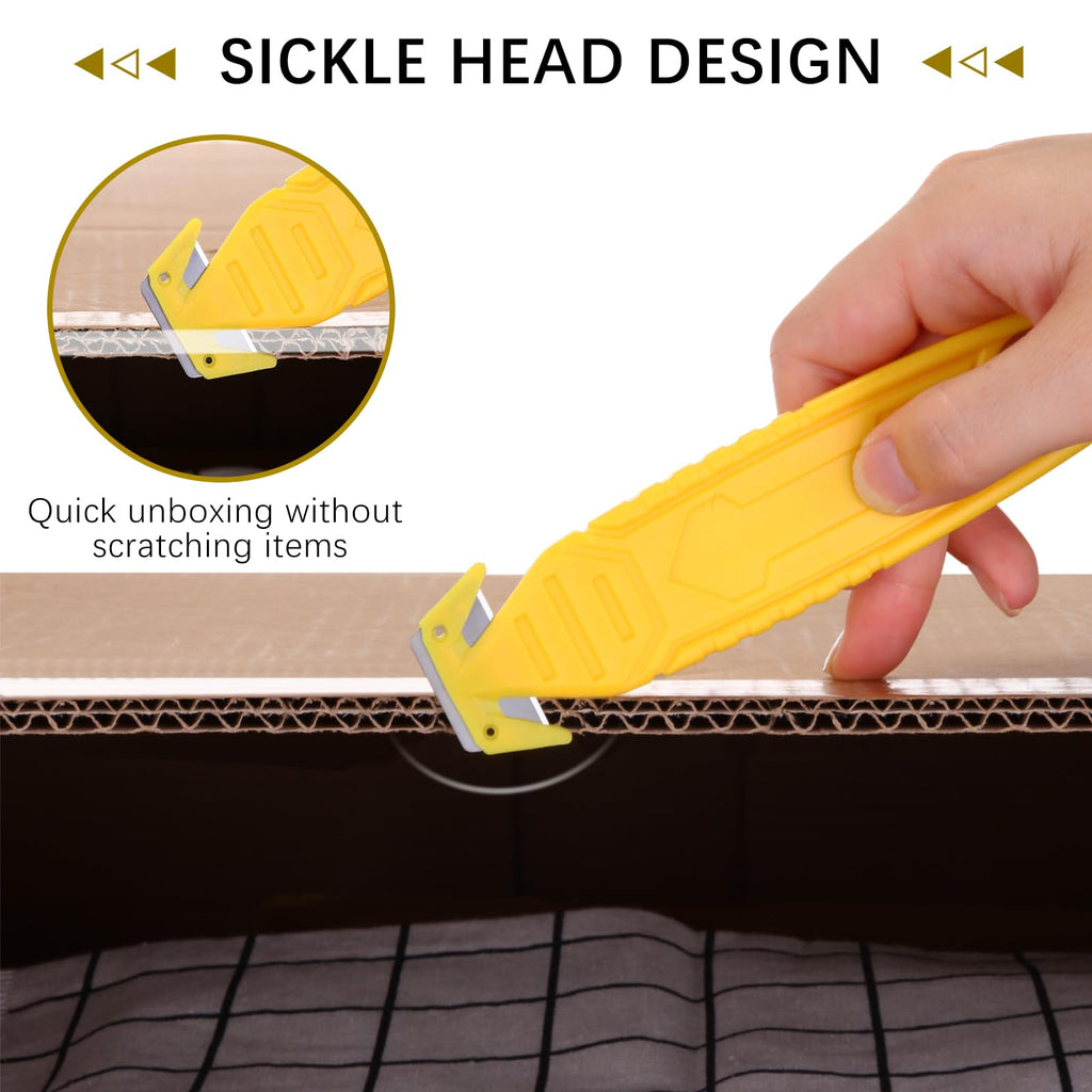 50 Pcs Safety Box Cutter with Concealed Blade Opener, Yellow