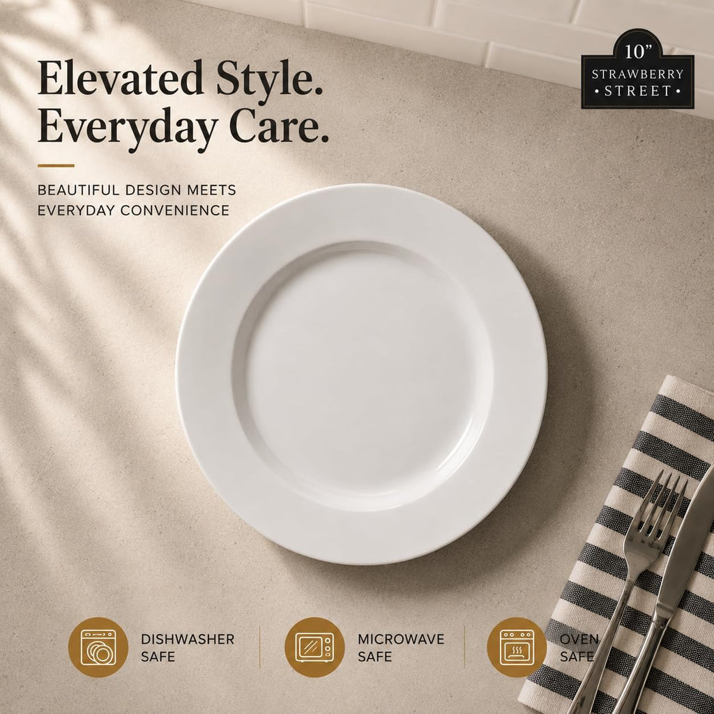 Simply White 10.5" Round Dinner Plate, Set of 6