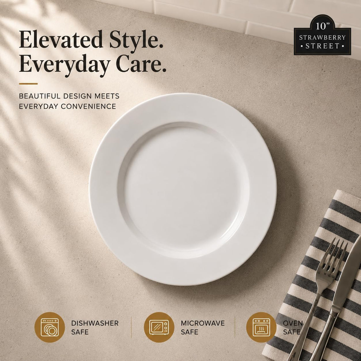 Simply White 10.5" Round Dinner Plate, Set of 6