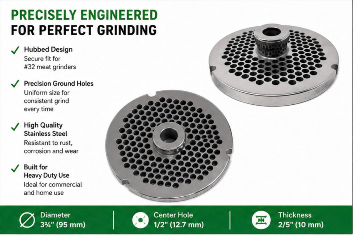 #32 Meat Grinder Plate. (#32 Hubbed 3/8")