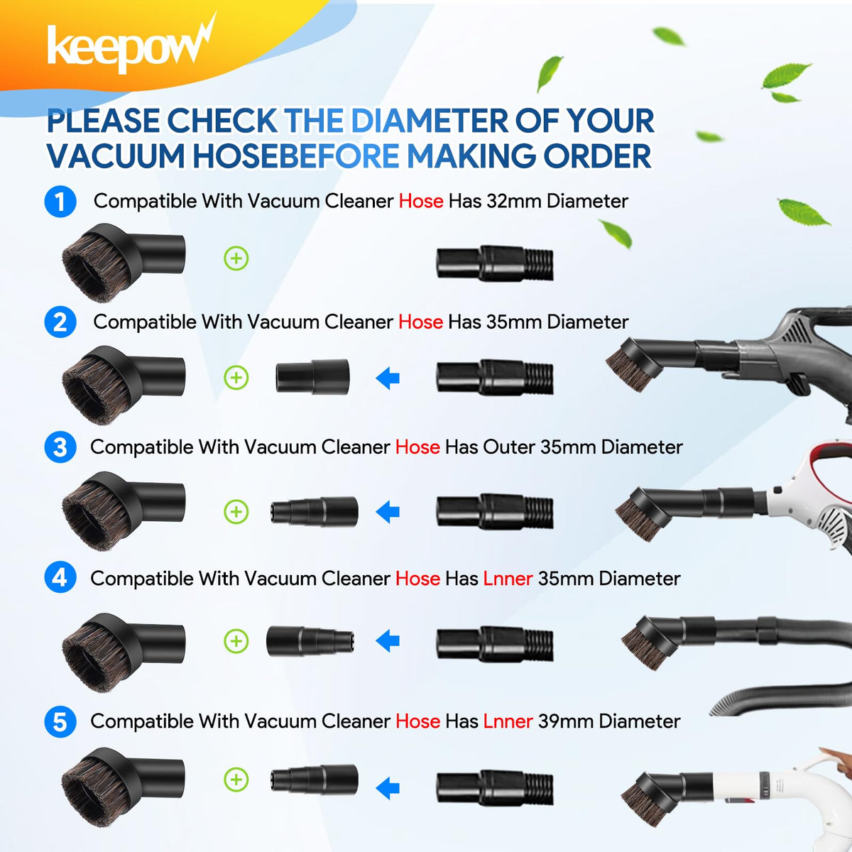 Vacuum Brush Attachment With Universal Connector Compatible with Shark