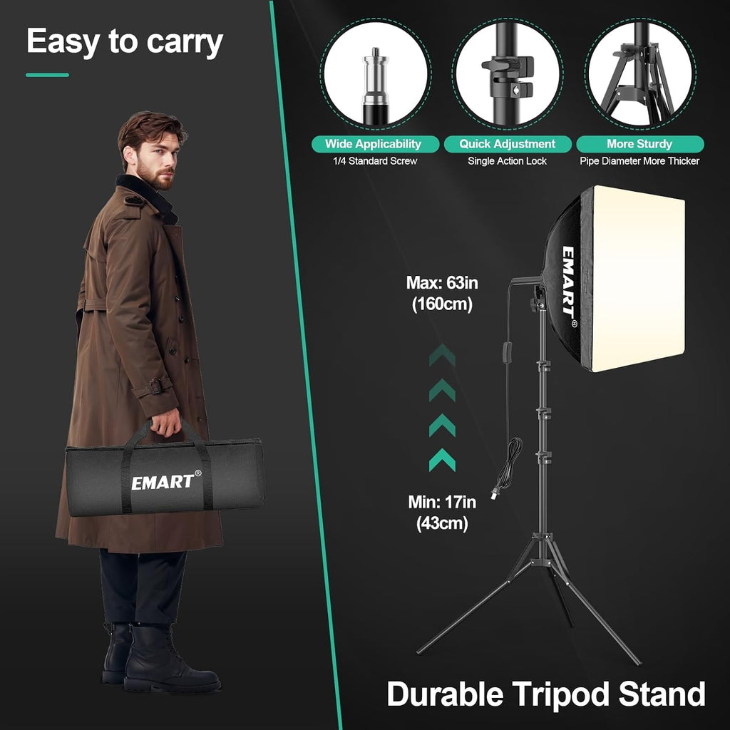 Softbox Photography Lighting Kit 2Pack 50W LED 16"x16" Pull Soft Box | 3000K-6000K LED Bulb with Remote/APP Control