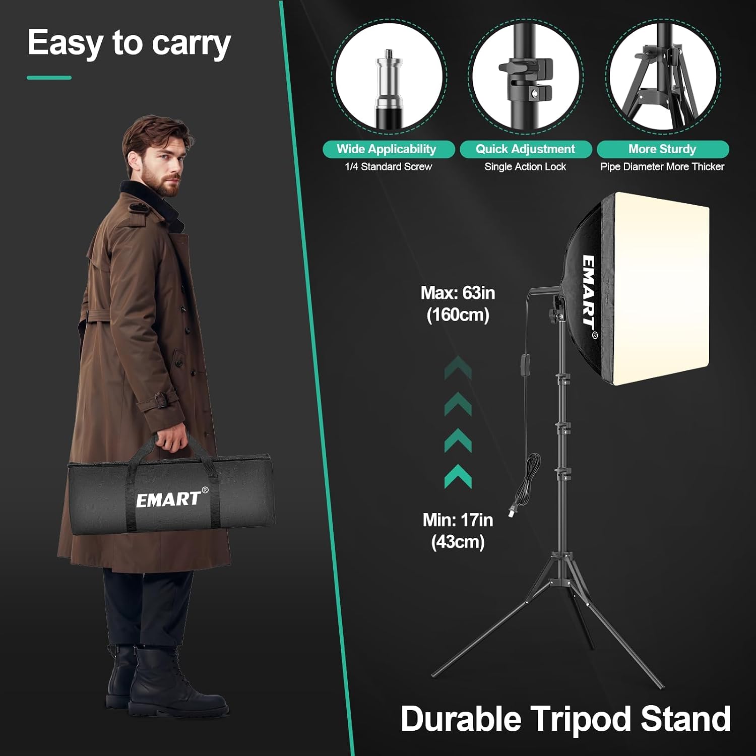 Softbox Photography Lighting Kit 2Pack 50W LED 16"x16" Pull Soft Box | 3000K-6000K LED Bulb with Remote/APP Control