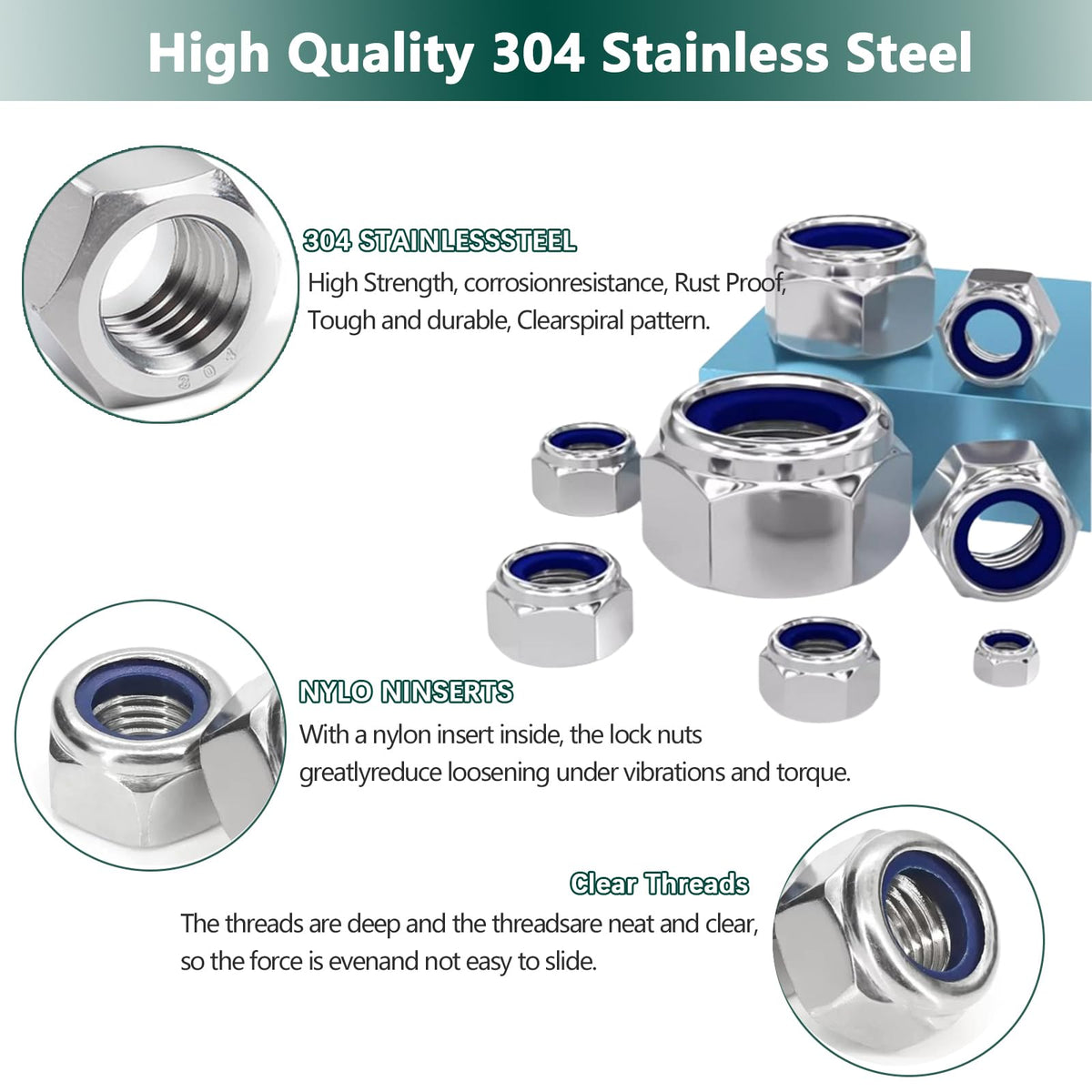Metric Lock Nut Assortment Kit, 530PCS Nylon Insert Lock Nuts Set