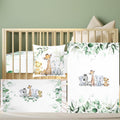 Baby Safari Animals Crib Bedding Set 3 Pcs Crib Set Baby Blanket, Fitted Sheet, Pillowcase Soft Flannel Nursery