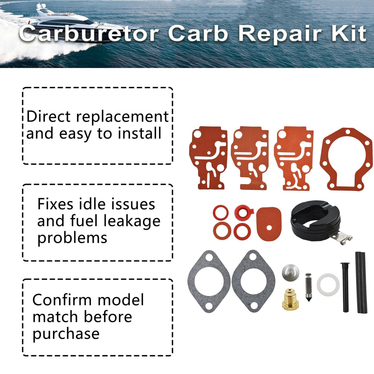 labwork Carburetor Carb Repair Kit Replacement for Johnson Evinrude