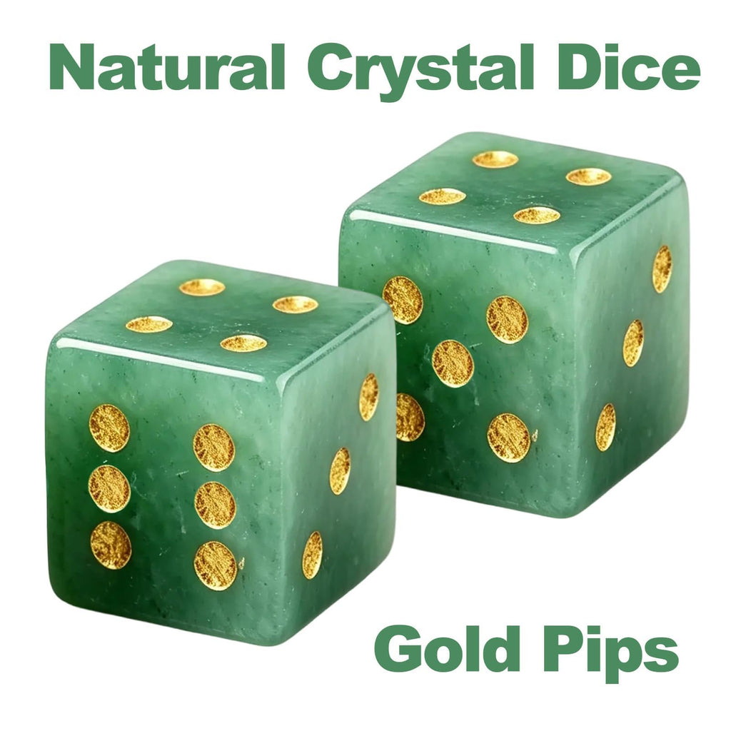 Natural Green Aventurine Mahjong Dice Set with MAHJ Bag