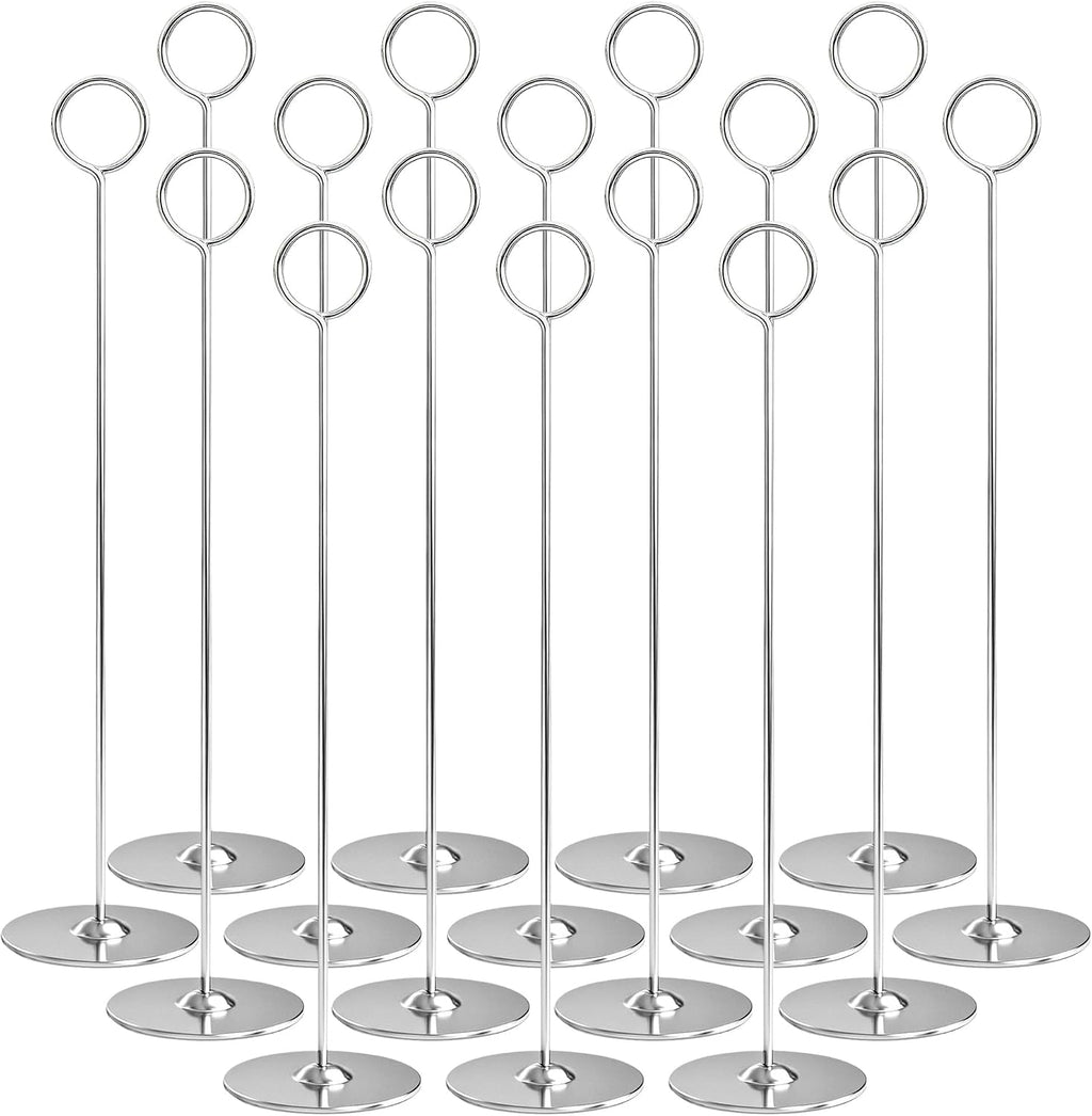 12 Inch Silver Steel Place Card Holder,16 Pack Table Number Holder