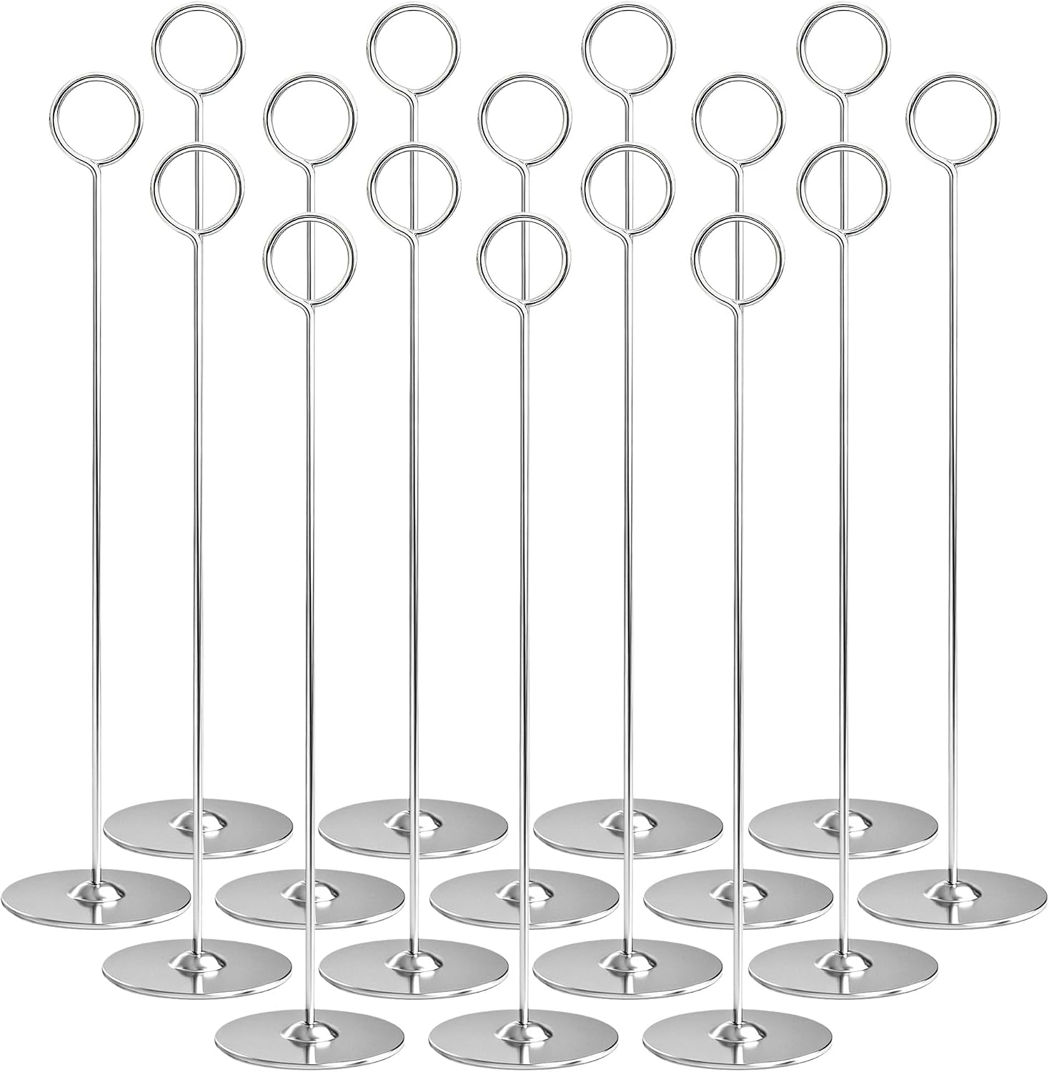 12 Inch Silver Steel Place Card Holder,16 Pack Table Number Holder
