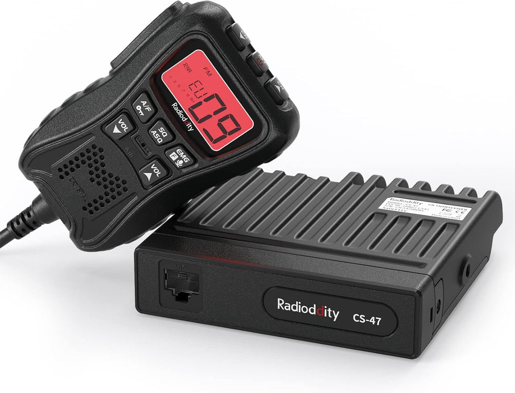 CS-47 Compact CB Radio AM/FM, One-Hander Mic Noise Reduction VOX | 40 Channels Built-in Speaker, Noise Reduction, RF