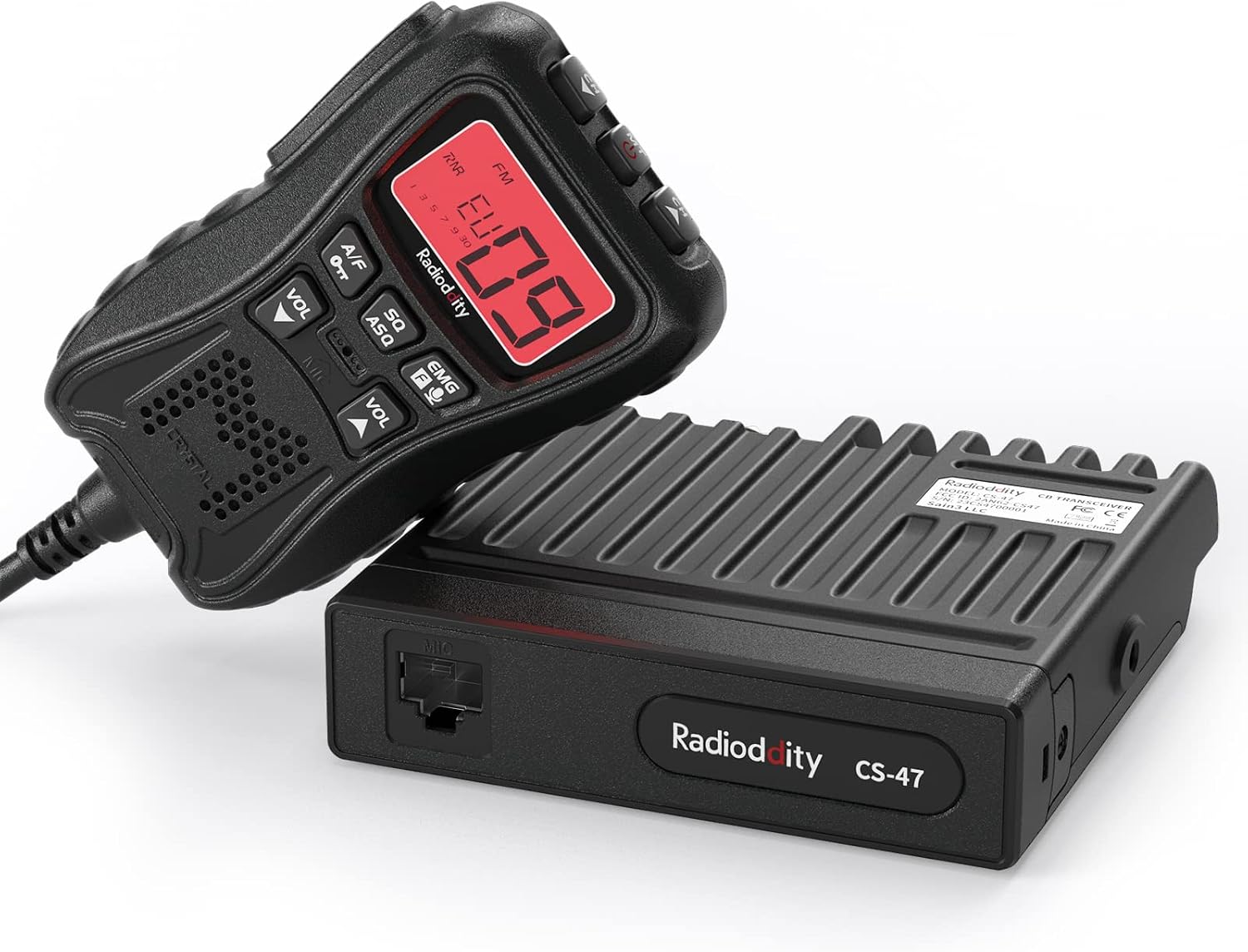 CS-47 Compact CB Radio AM/FM, One-Hander Mic Noise Reduction VOX | 40 Channels Built-in Speaker, Noise Reduction, RF