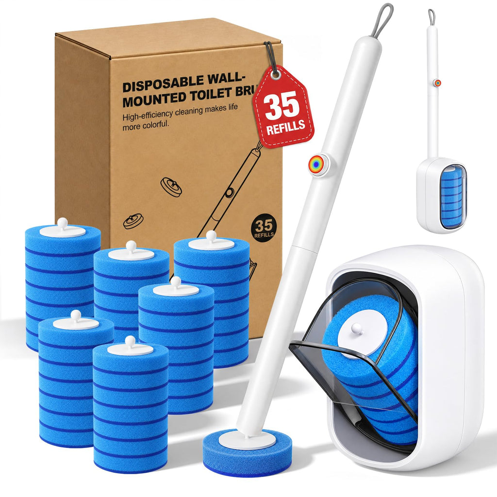 Disposable Toilet Brush Set, 35 Refills