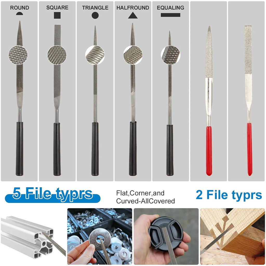 29-Piece Deburring Tool Set – 11 HSS Blades, 7 Needle Files, 10 Sandpapers, Metal Handle – for Metal, Wood, 3D