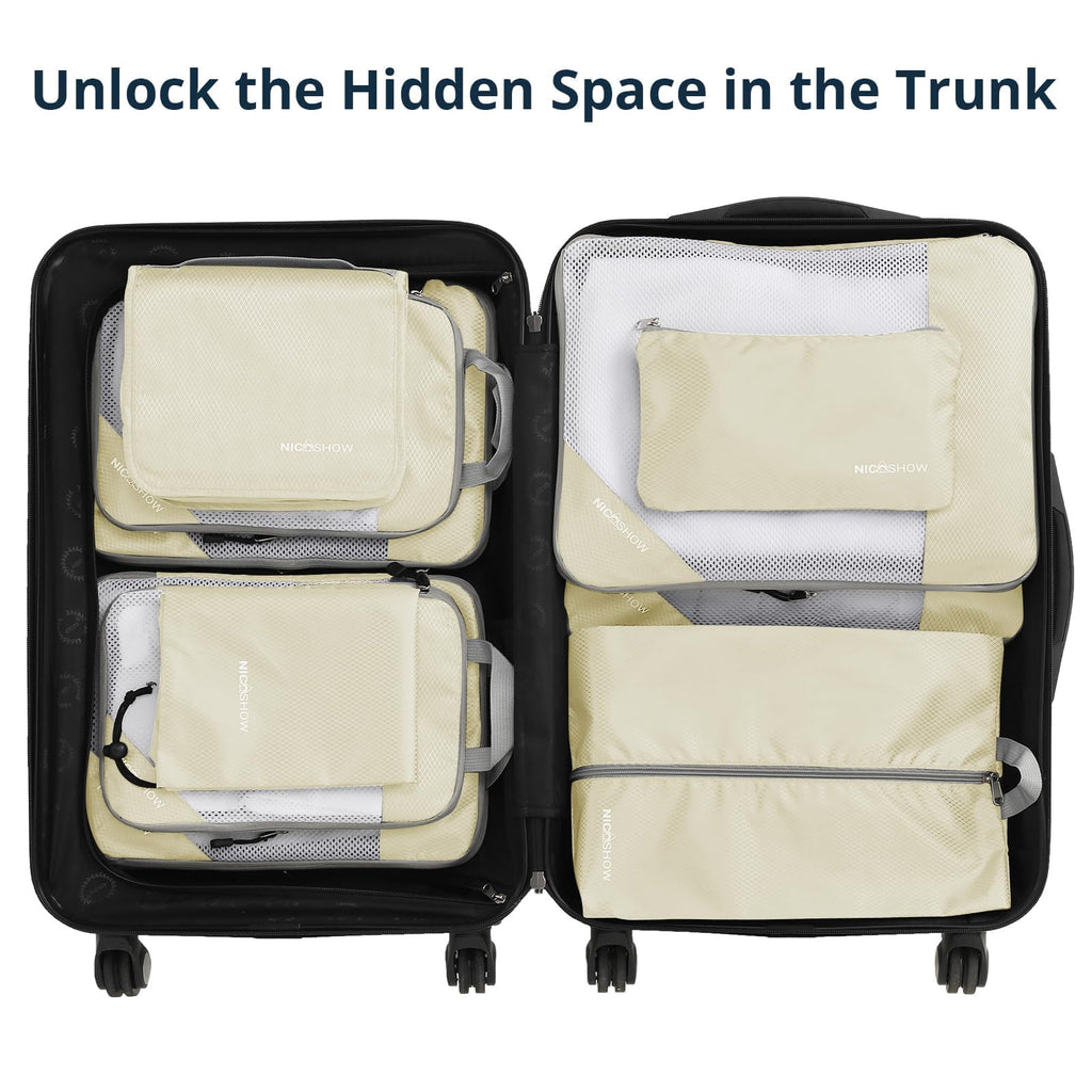 Compression Packing Cubes 10 Set, Compressible Space-Saving Packing Cubes for Travel - Compression Bags, Luggage