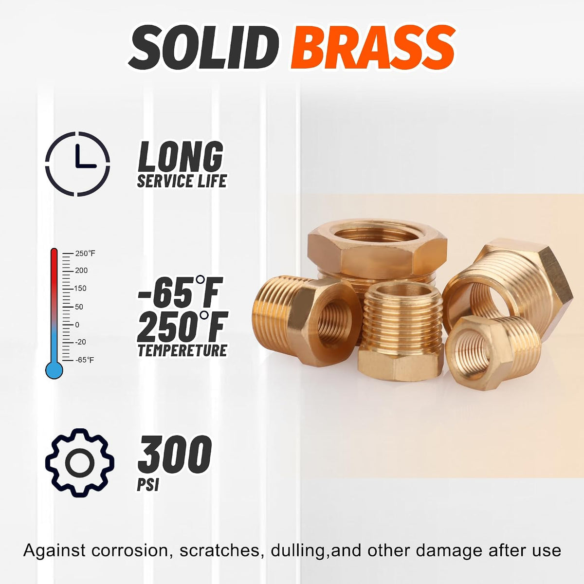 18PCS Brass Hex Reducer Bushing Fitting Kit,NPT Thread