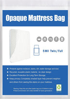 [2-Pack 5-Mil] HOMEIDEAS Mattress Bag (Twin/Full) for Moving and Storage Opaque Mattress Disposal Bag - Heavy Duty &