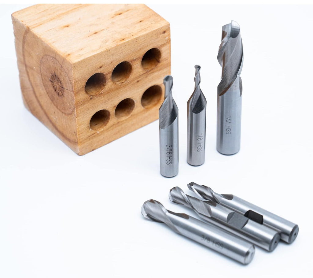 M2 HSS 6PC Set Ball END Two Flute END Mills Set 1/8-1/2