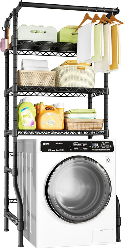 U11 Medium Over Washer and Dryer Shelves, 3 Tiers Laundry Room Storage and Organizer Standing Shelf, Metal