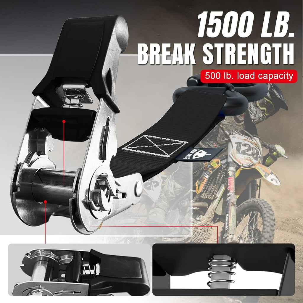 Ratchet Tie Down Straps Set,1500 lbs Break Strength, 1" x 15' Heavy Duty Ratchet Straps with 4X Soft Loops Padded
