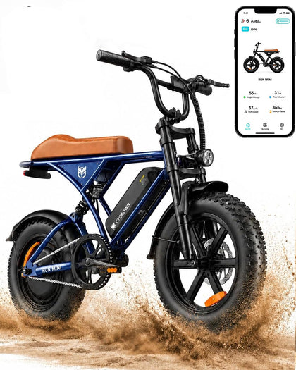 Run Mini Moped Ebike for Adults, 16" Fat Tire Compact Electric Bike with 750W Motor, 20MPH City Commuter E-Bicycle