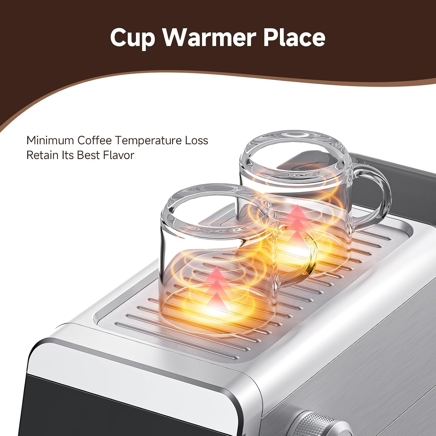 Espresso Machine 20 Bar, Compact Coffee Maker with LED Touch Screen & Milk Frother, Brushed Stainless Steel Housing