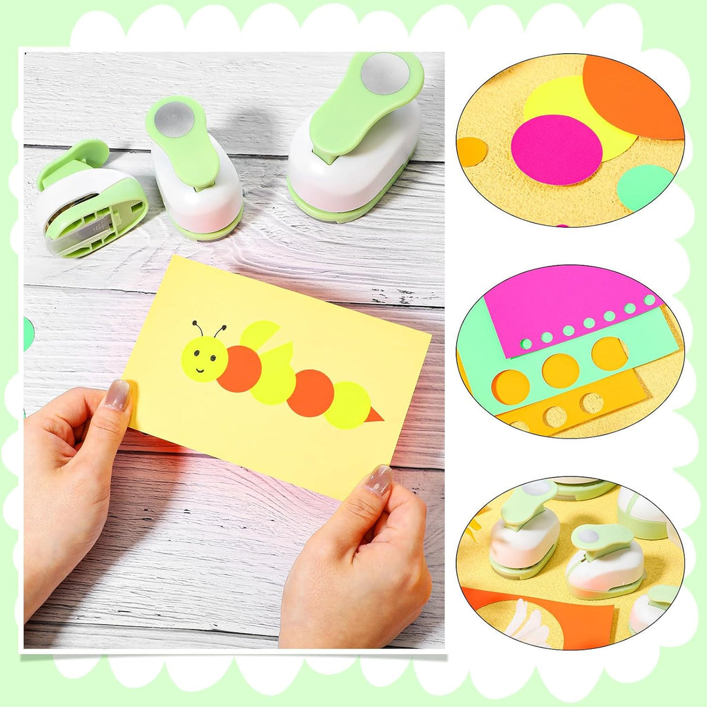 6 Pcs Circle Punch Set 3in/2in/1.5in/1in/0.6in/0.3in Scrapbook Hole Punchers Crafting with 10 Sticker Paper Round