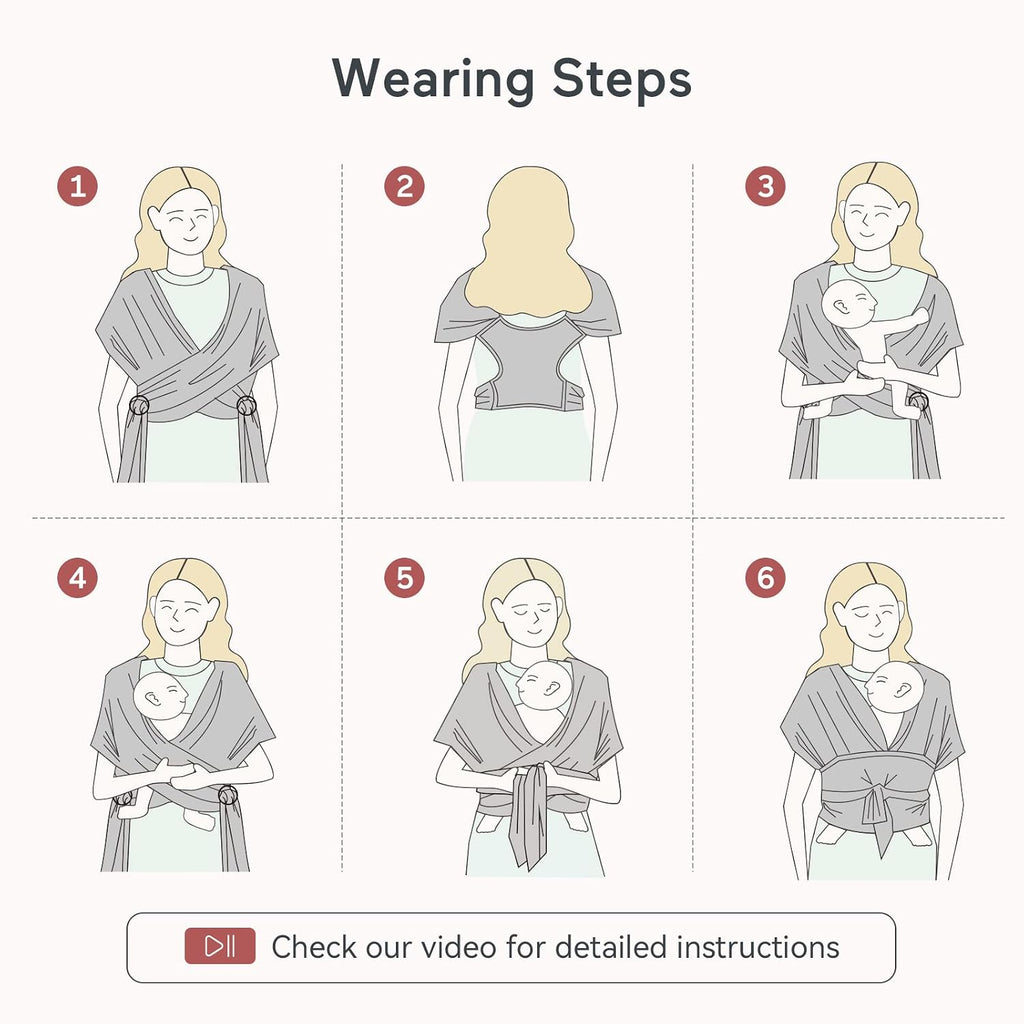 Baby Wrap Carrier, Easy-On 2-Piece Design, Newborn to 33 lb | Easy On Like a T-Shirt, XXS-XXL Adjustable Fit, IHDI