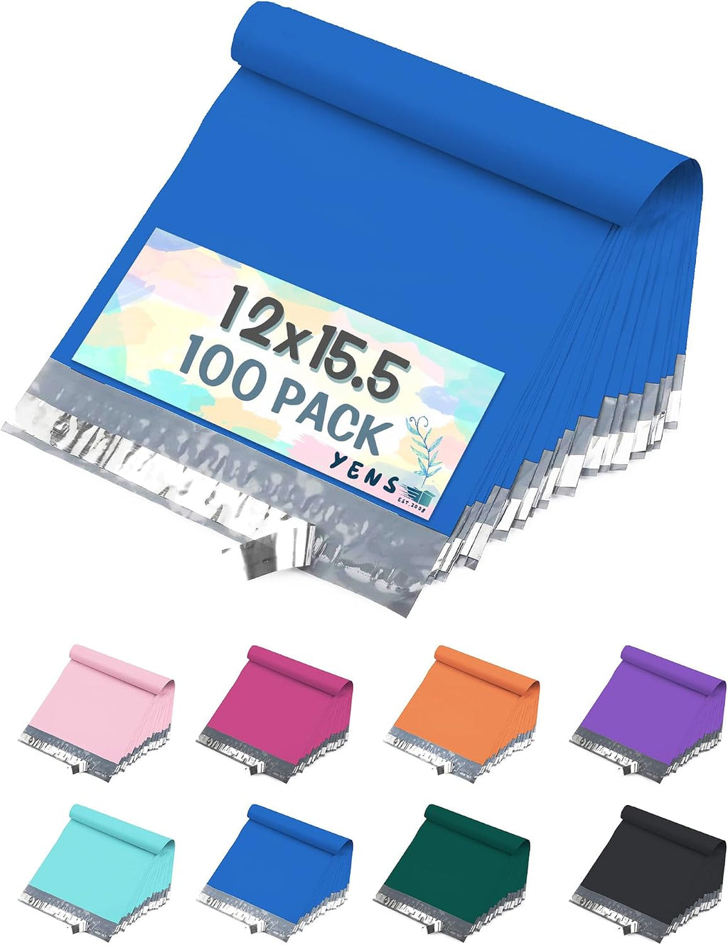 Blue Poly Mailers 12x15.5 100 Pack Self-Seal Shipping Envelopes M5
