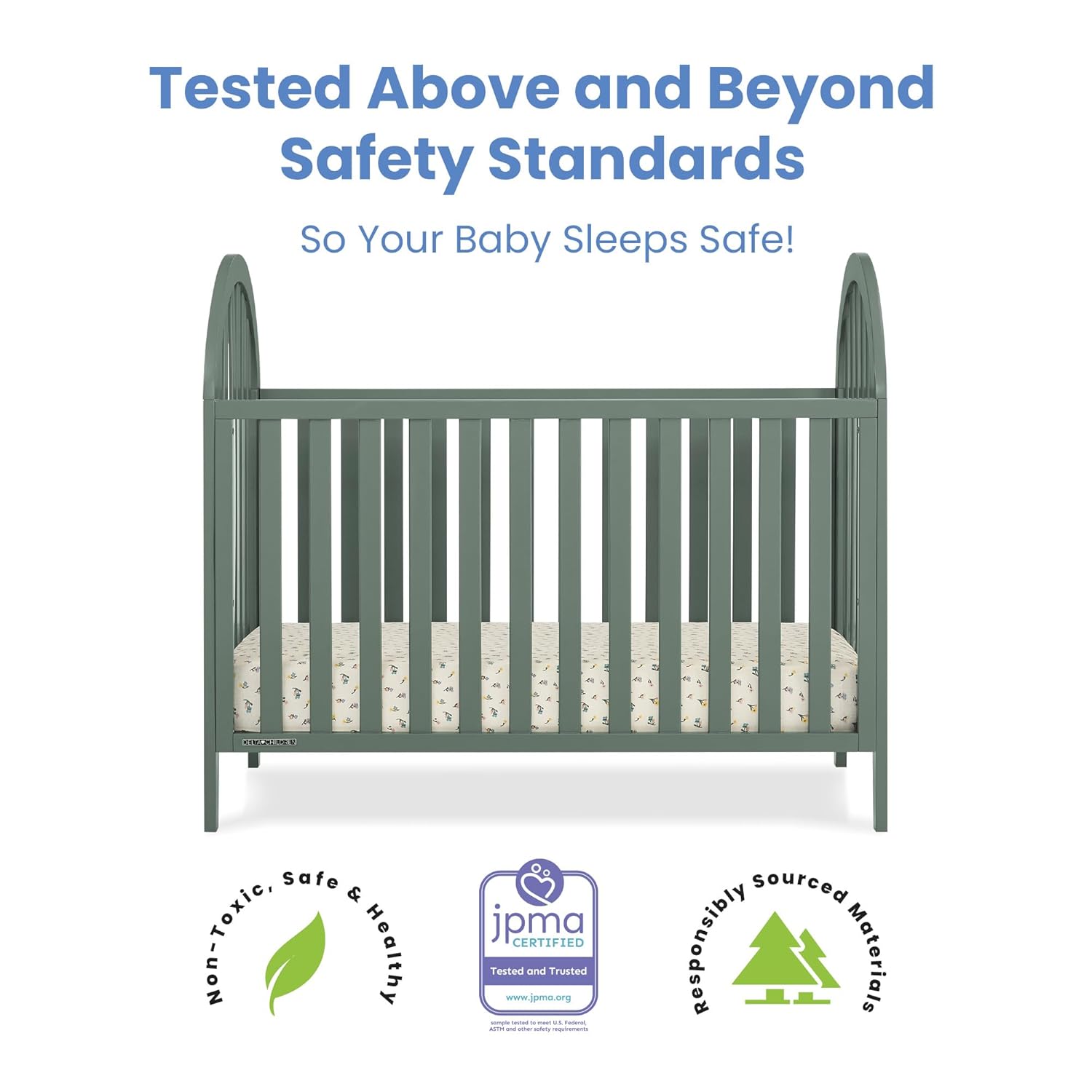 Milano 4-in-1 Convertible Crib - Greenguard Gold Certified, Grassy Glen