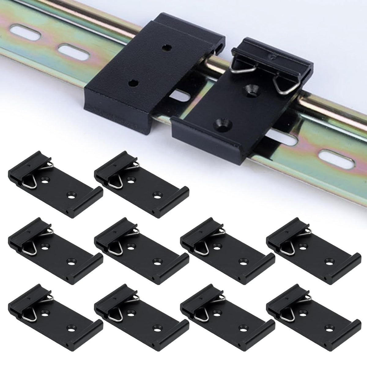 CNQLIS 10PCS DIN Rail Mounting Clip, 1.02" Aluminum for 35mm Rail