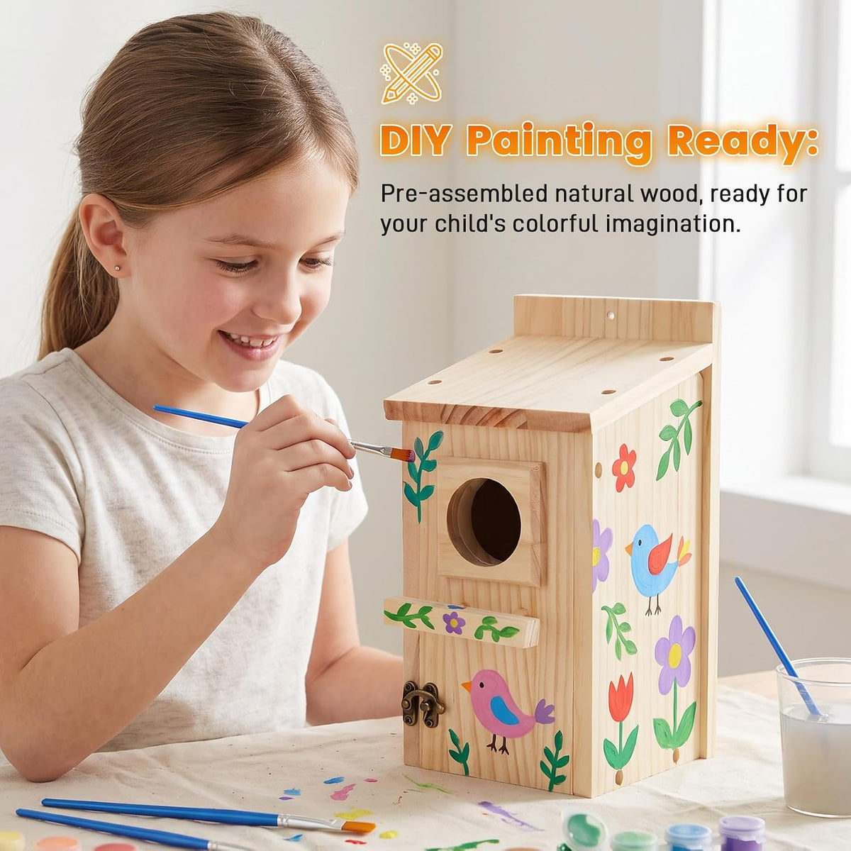 Bird Houses for Outside, DIY Bird House Kit, Blue Birdhouses for Outdoors