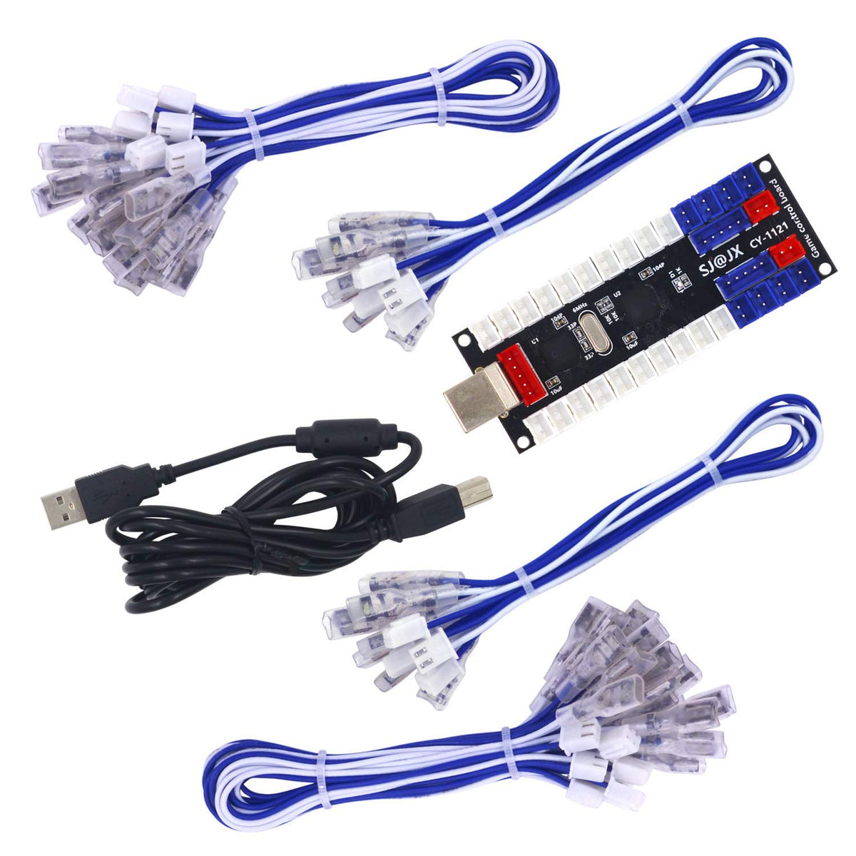 2 Player Arcade USB Encoder Board Zero Delay Game Controller DIY Kit 20x Button Cable 2x Joystick Cable for Retro Pie
