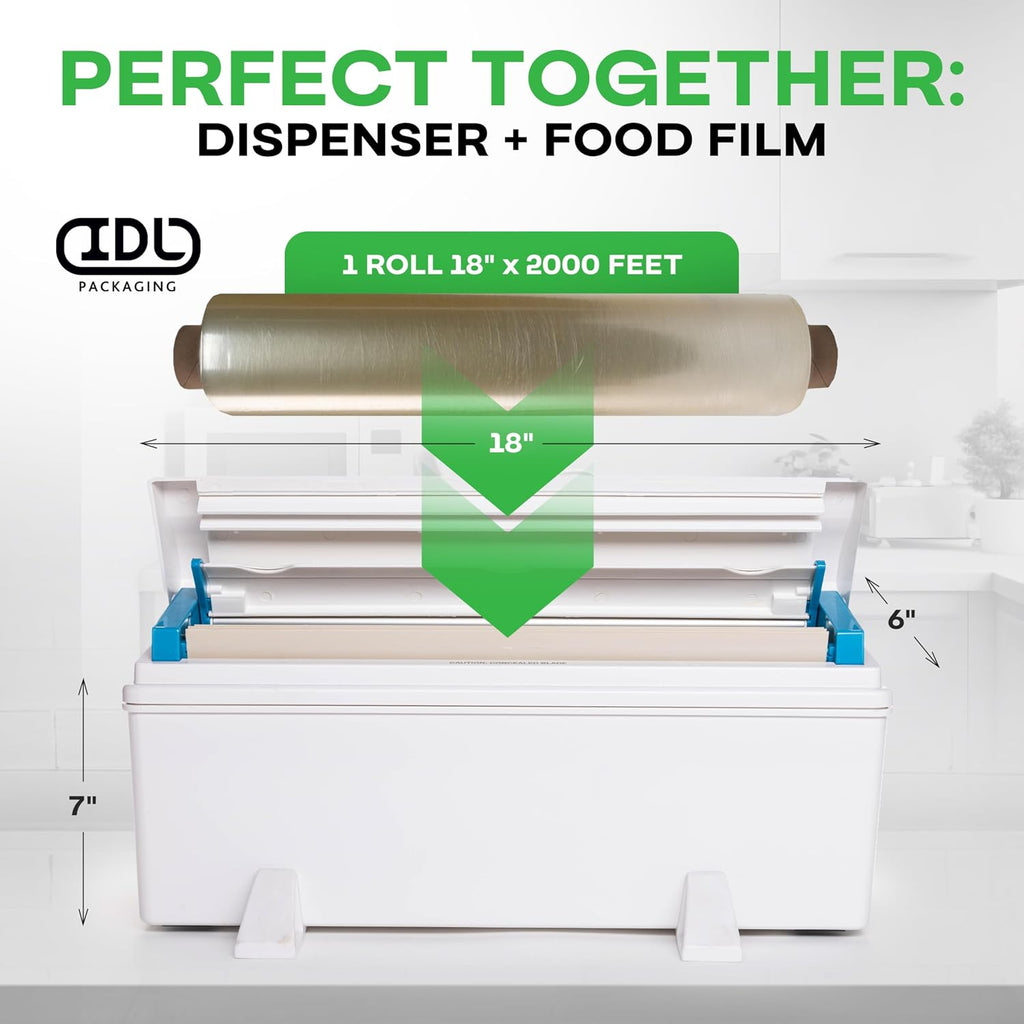 18" x 2000' Food Wrap Film Roll, with WrapMaster Dispenser