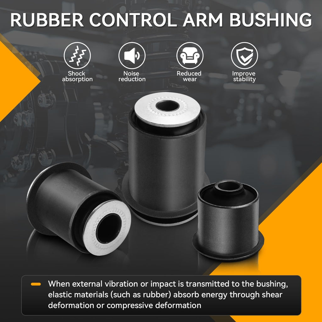 Cheriezing Front Upper & Lower Control Arm Bushing Kit, Set of 8