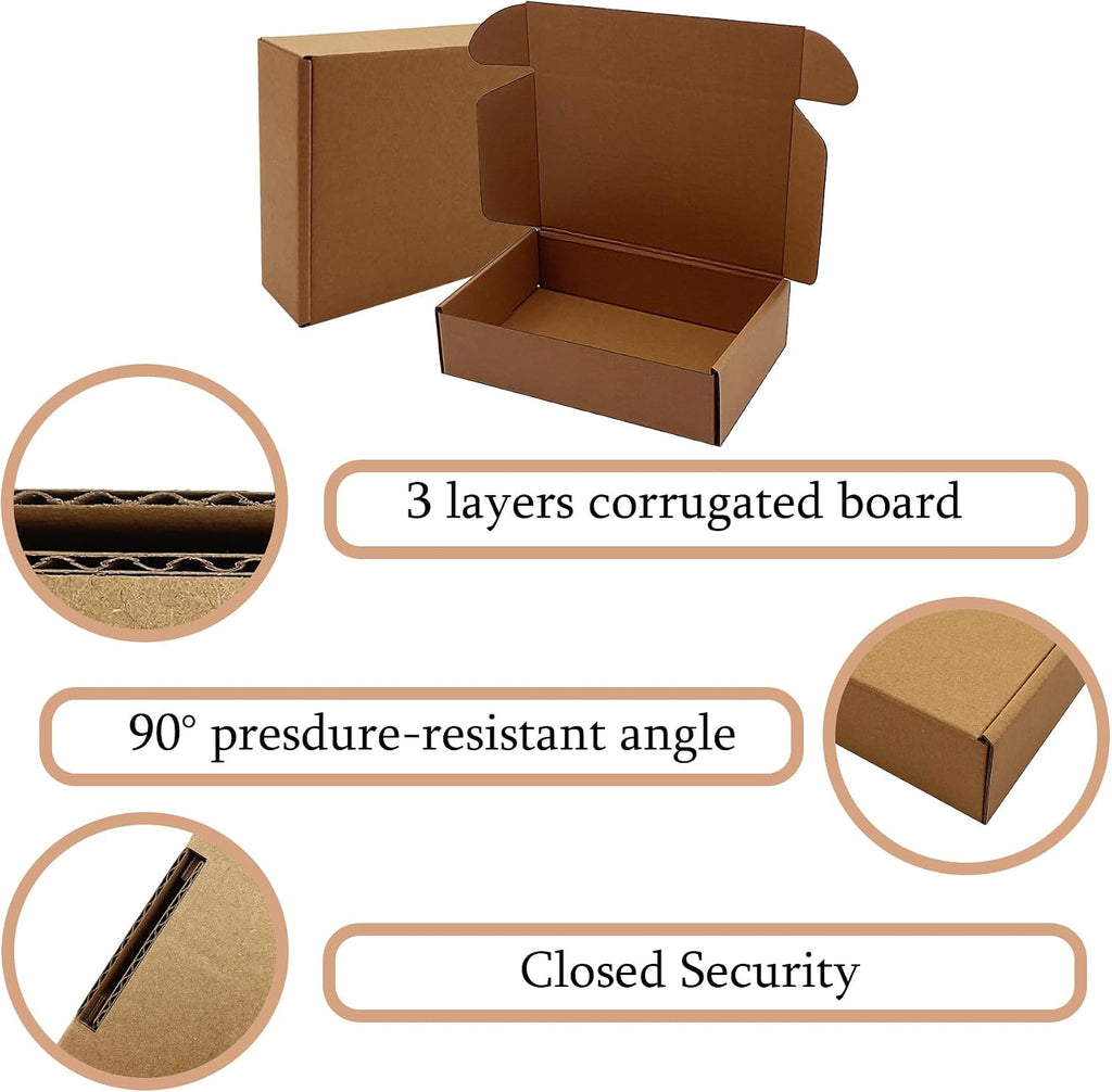 Shipping Boxes 8x5x2 inch 50 Pack,Brown Corrugated Mailers for E-Commerce