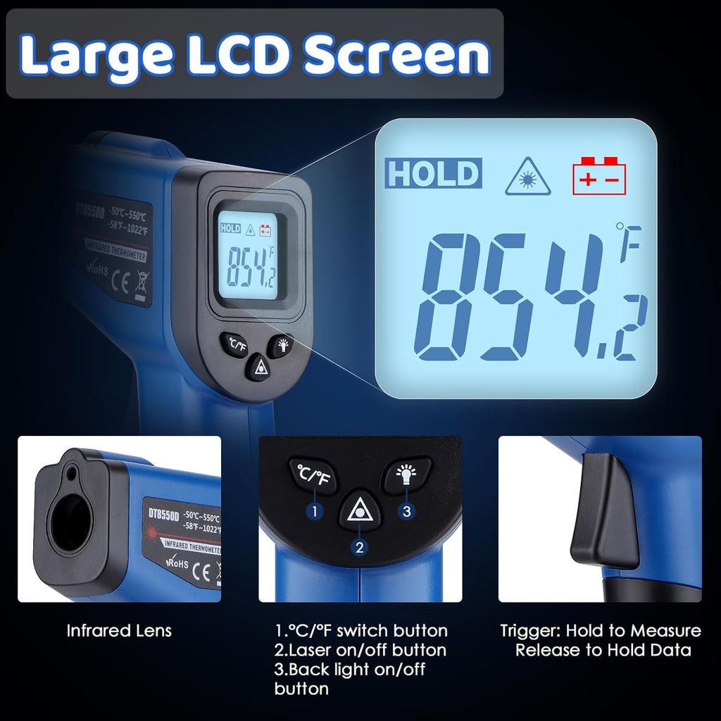 Infrared Thermometer Gun for Griddle, Digital Laser Temperature Thermometer