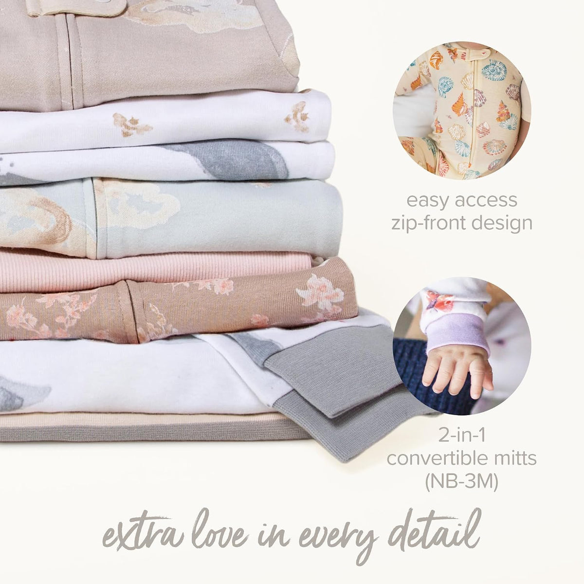Girls' Organic Cotton, Sleep and Play Footed Pajamas