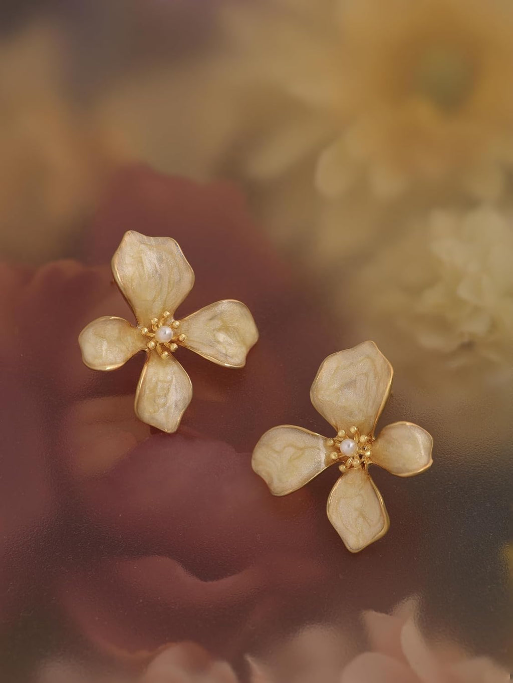Elegant Pastel Flower Stud Earrings for Women, Floral Earrings Jewelry Accessories Romantic Cool Gifts for Her Women