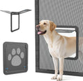 Large Dog Door for Screen Door, Easy Install Lockable Pet Screen Door for Sliding Door, Doggy Screen Door, Gray