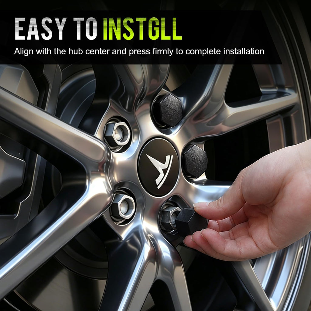 for Tesla Model 3 Y S X Wheel Cap Kit 4 Hub Center Cap + 20 Lug Nut Cover (White)