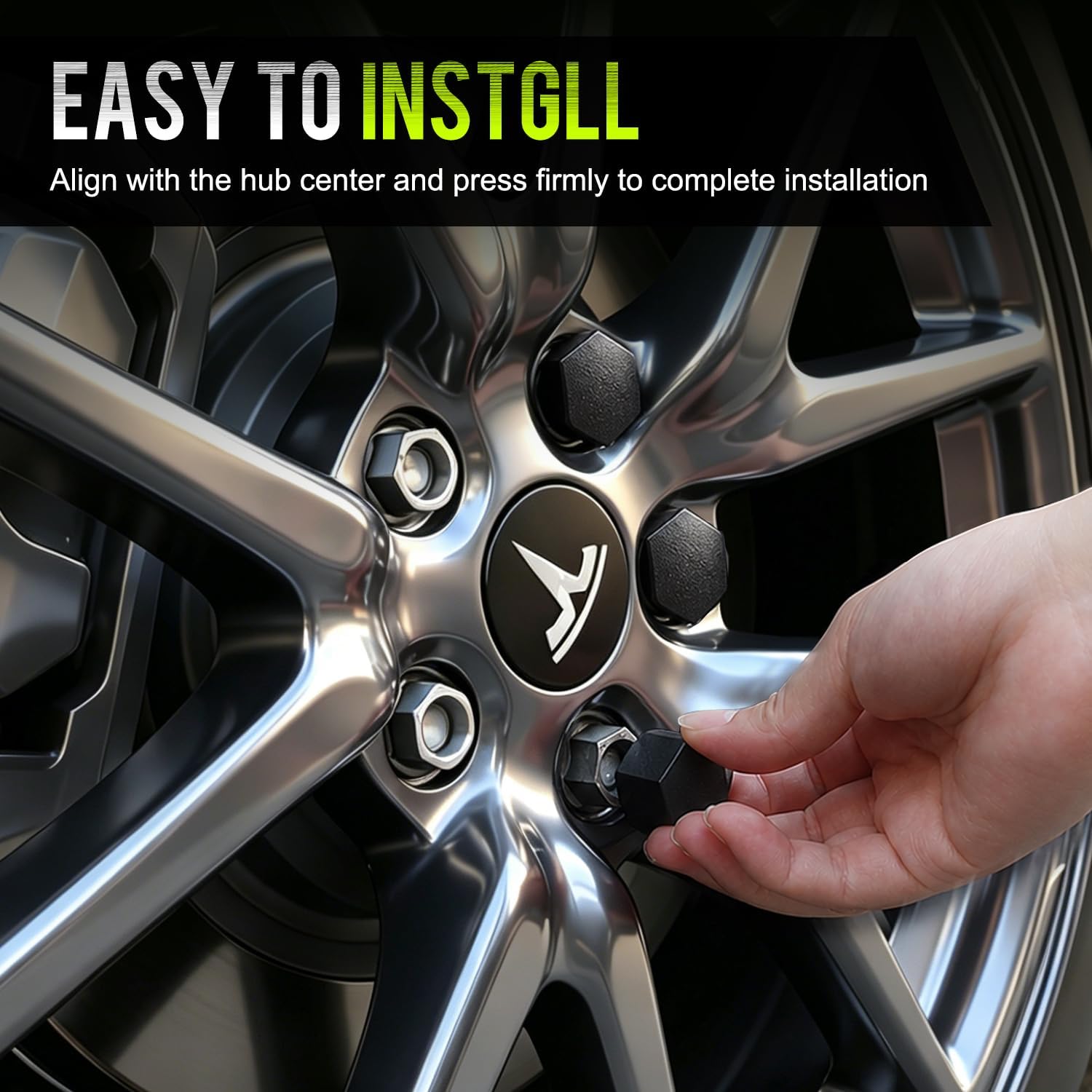 for Tesla Model 3 Y S X Wheel Cap Kit 4 Hub Center Cap + 20 Lug Nut Cover (White)