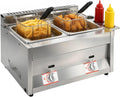 Dual 6.34Qt Tanks Countertop Gas Deep Fryer with 2 Baskets