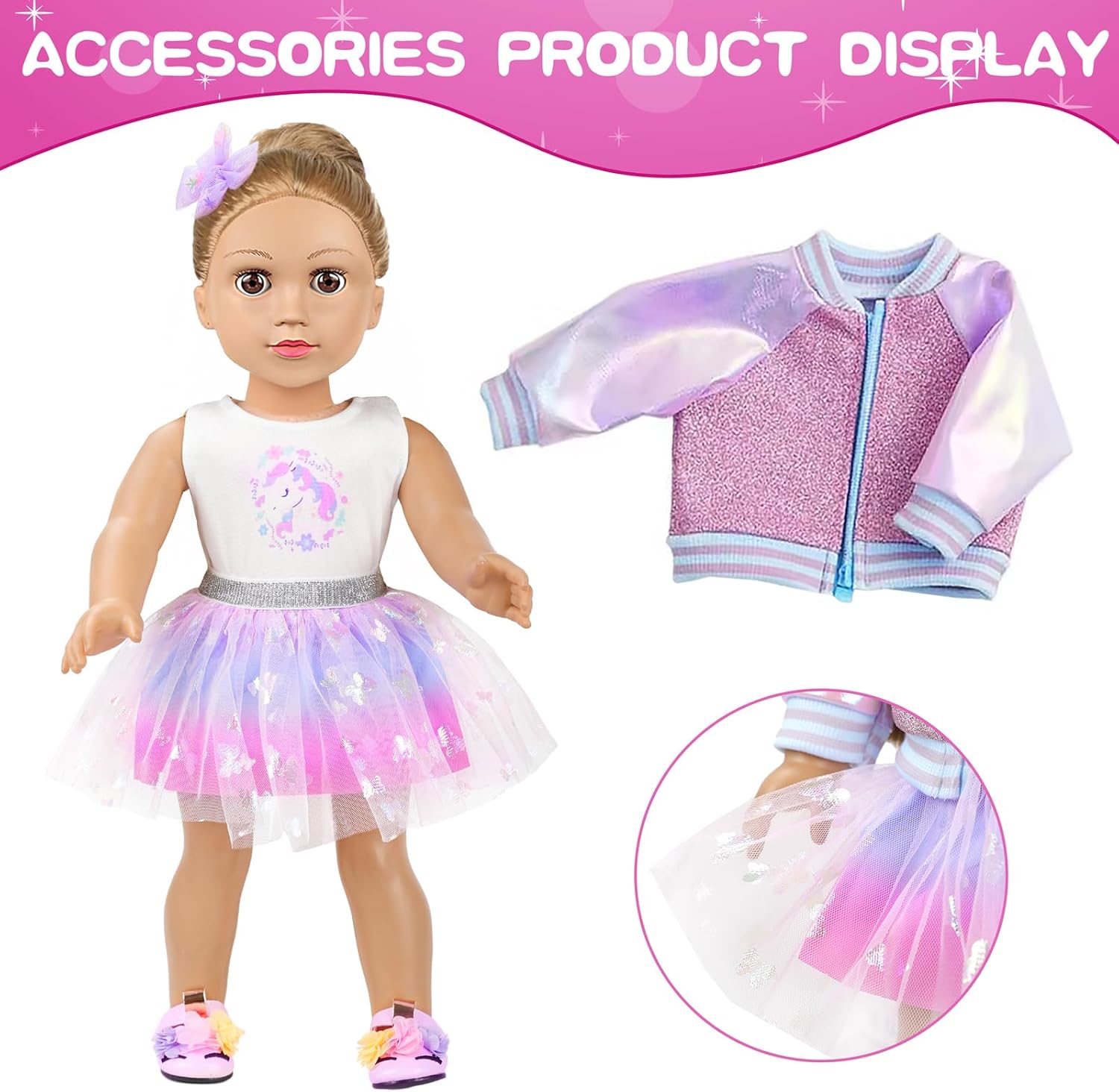 American 18 Inch Doll Makeup Accessories and Clothes Set Includes 18 Inch Doll Clothes and Shoes Bag Makeup Brush Set